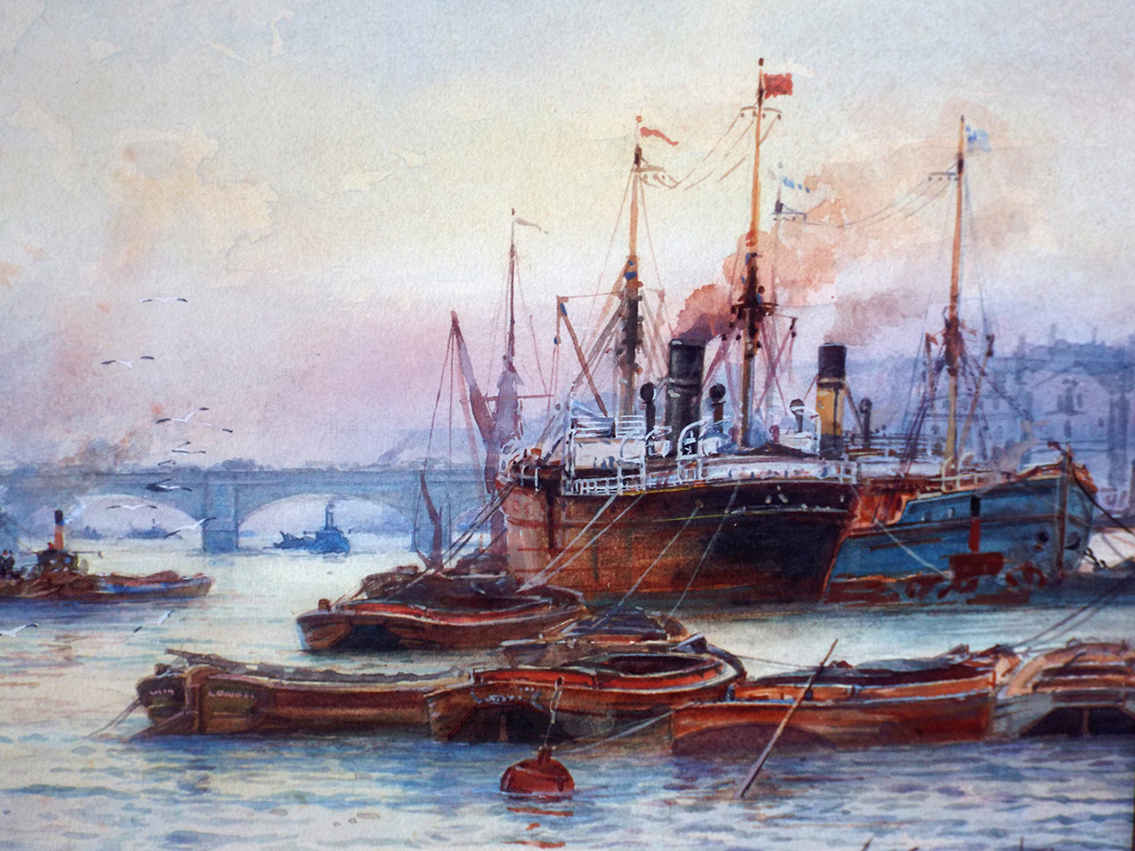 Frederick William Scarbrough London Bridge River Thames close up