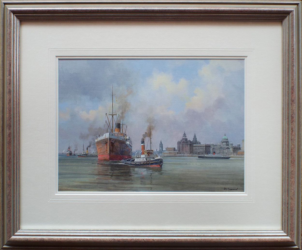 John Chapman A Helping Hand River Mersey framed