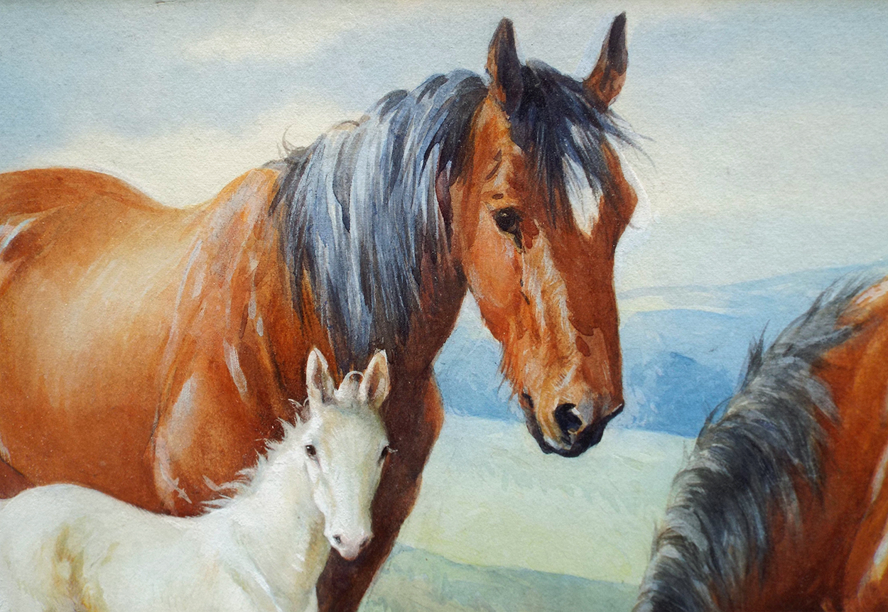 Albert Ernest Kennedy Horses drinking from a stream close up