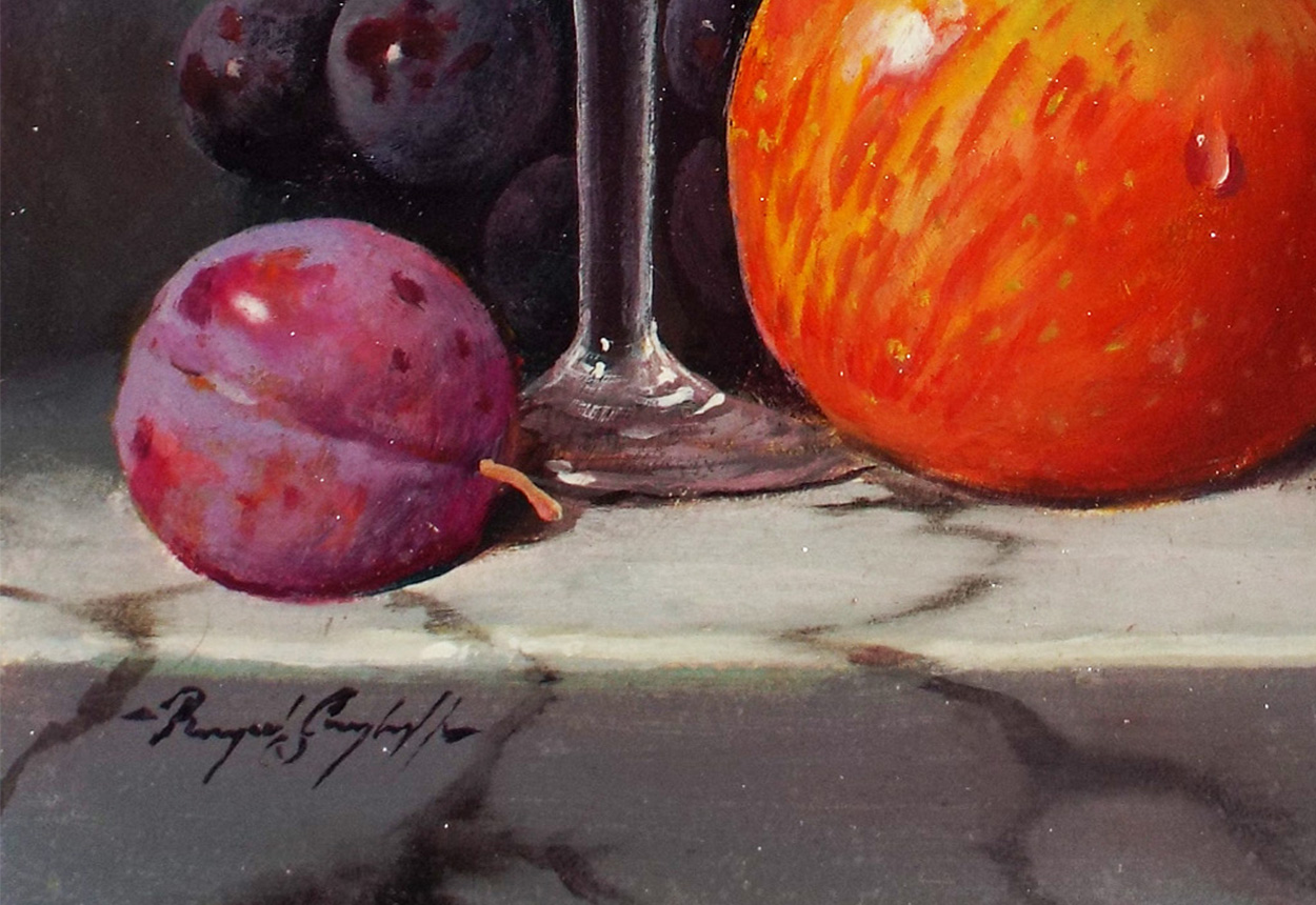 Raymond Campbell Champagne Glass and Grapes- Signature