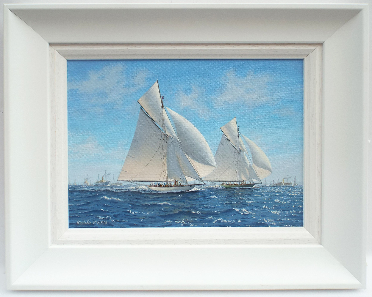 Richard Firth Columbia and Shamrock racing off Rhode Island- Framed
