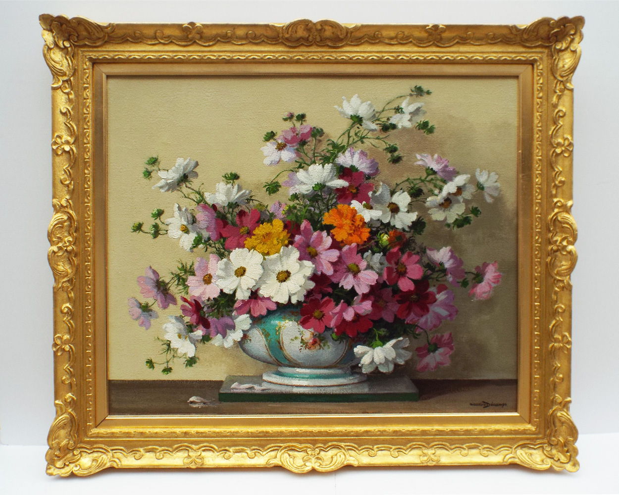 Maurice Decamps, Mixed Flowers In A Bowl - Framed