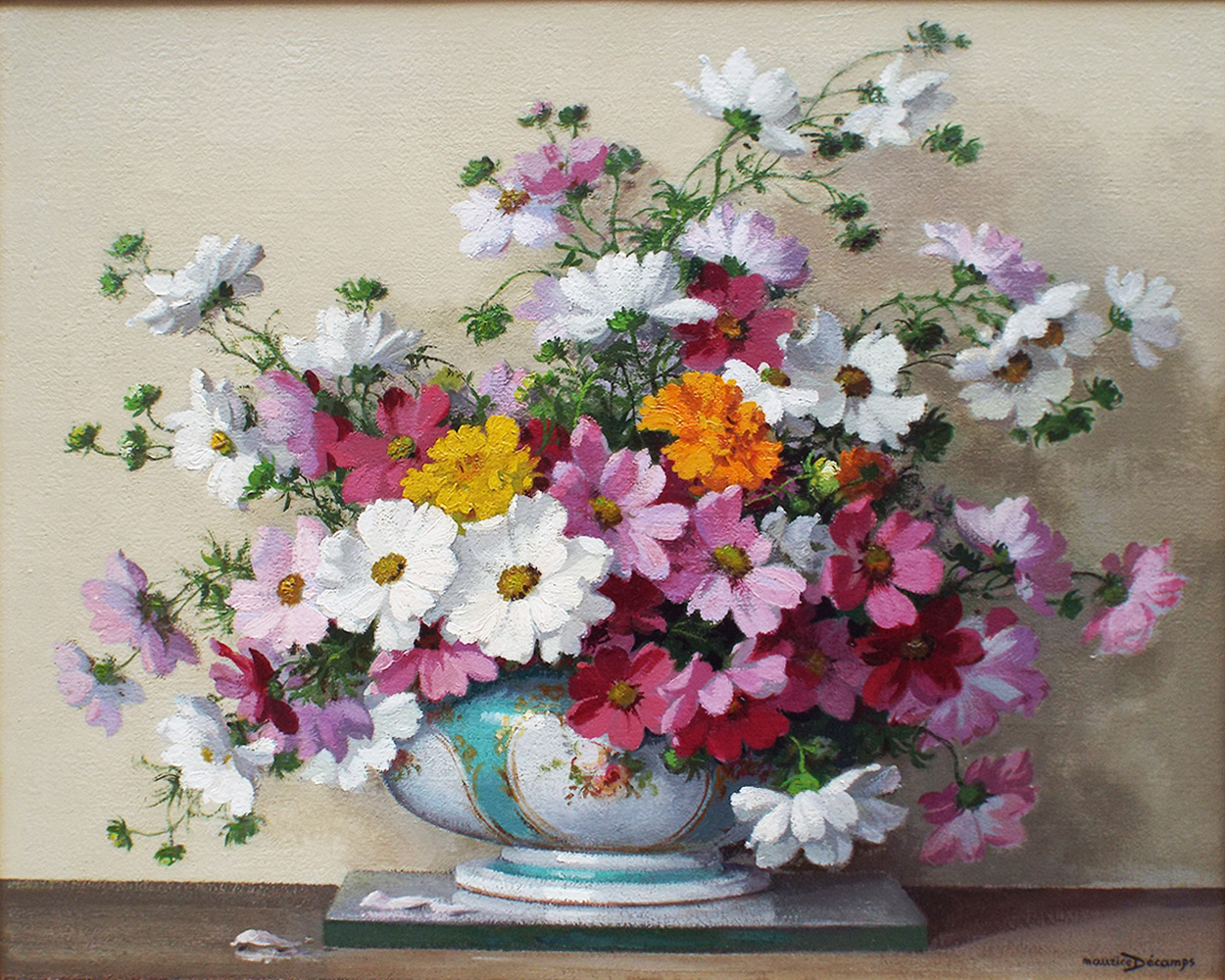 Maurice Decamps, Mixed Flowers In A Bowl - Unframed