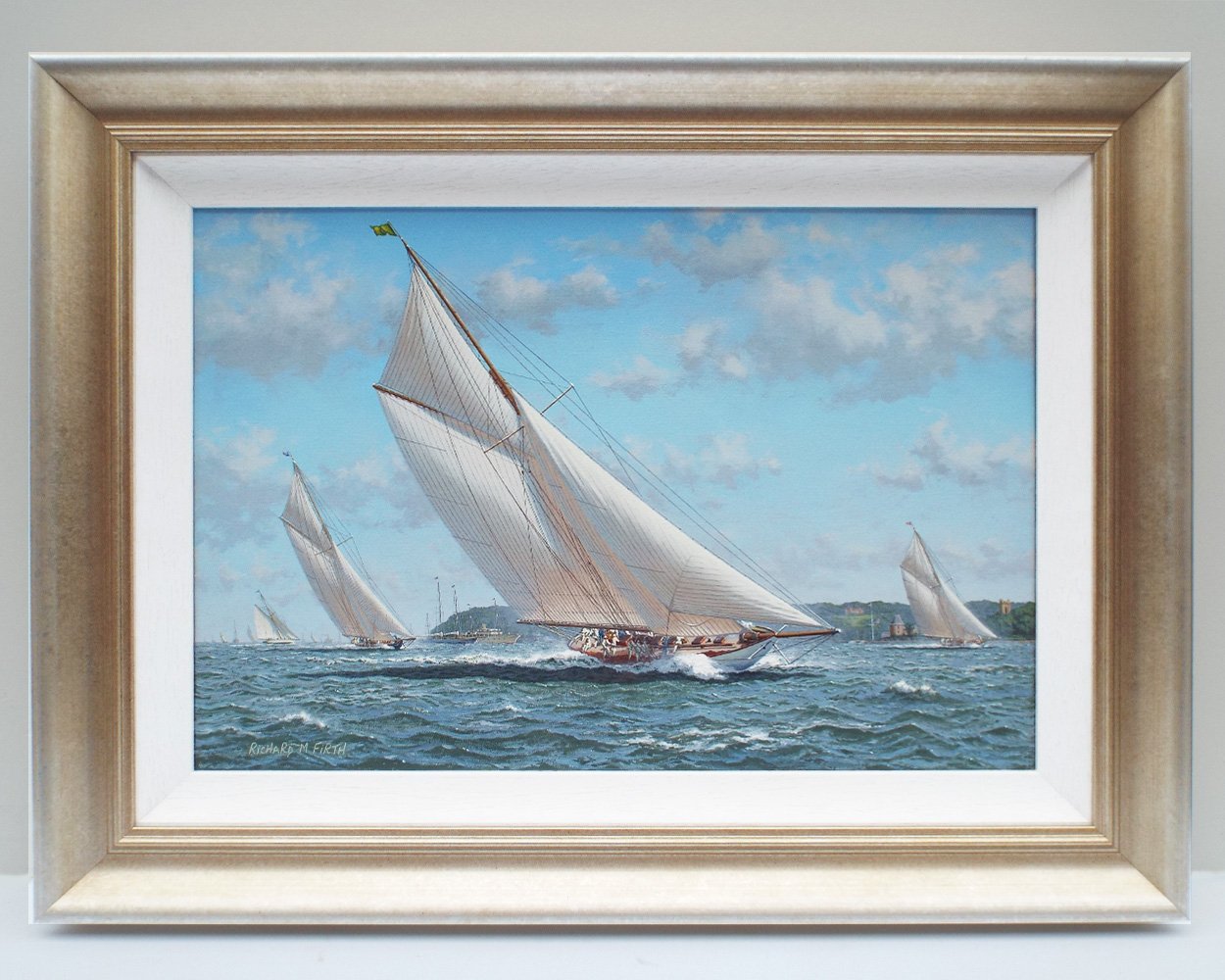 Richard Firth, American Yacht Vigilant Racing off Cowes - Framed
