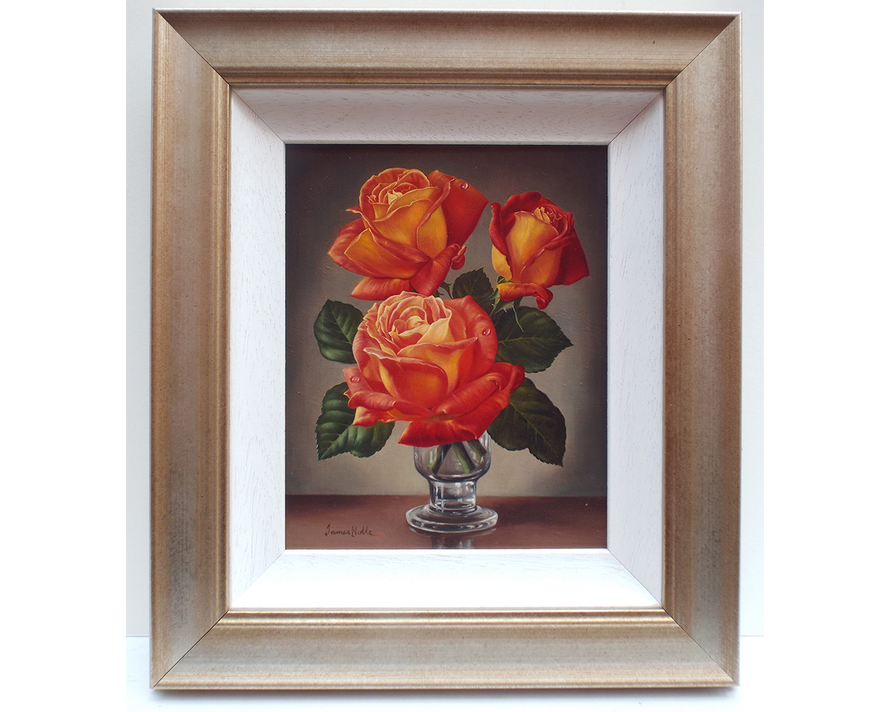 james noble- flame roses- framed